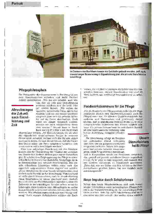 Vorschauseite 2: Sozialstation ganz privat Eine private Sozialstation in Friesland
