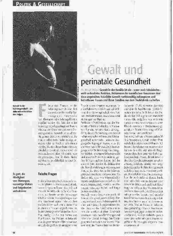 Vorschauseite 1: Gewalt und perinatale Gesundheit