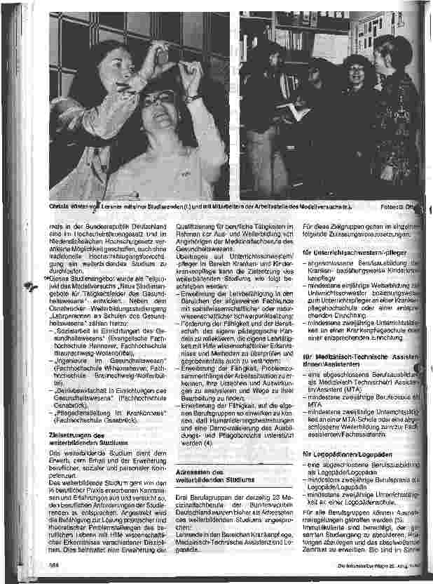 Vorschauseite 2: Unterrichtsschwestern und Unterrichtspfleger im weiterbildenden Studium in Osnabrück