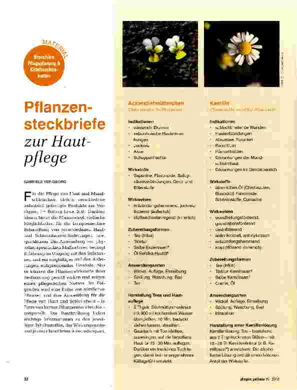 Vorschauseite 1: Pflanzensteckbriefe zur Hautpflege