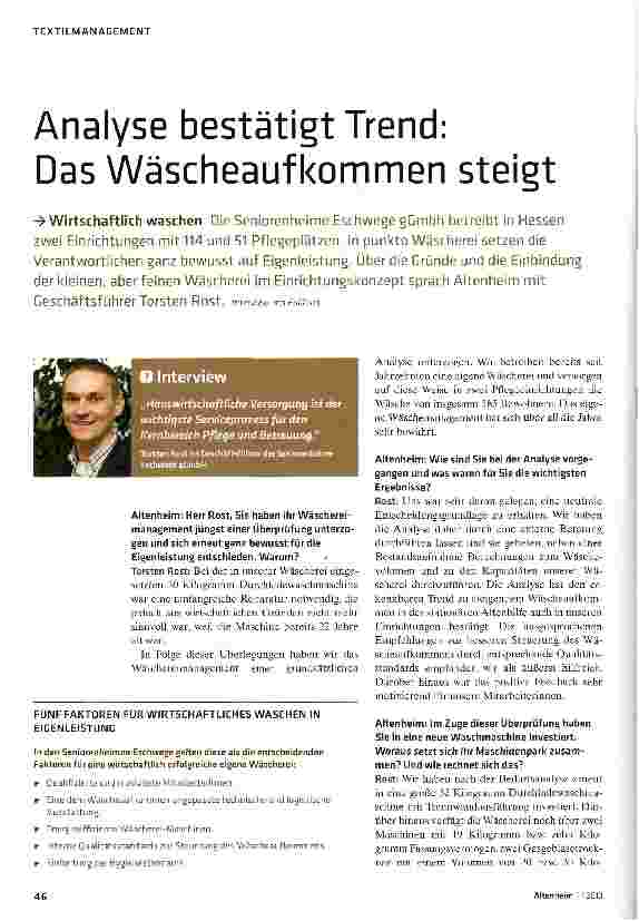 Vorschauseite 1: Analyse bestätigt Trend:Das Wäscheaufkommen steigt