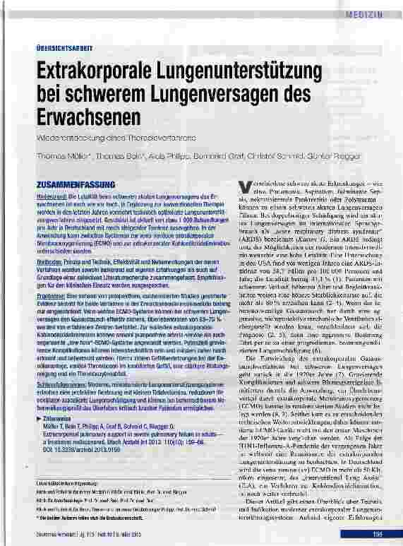 Vorschauseite 1: Extrakorporale Lungenunterstützung bei schwerem Lungenversagen des Erwachsenen