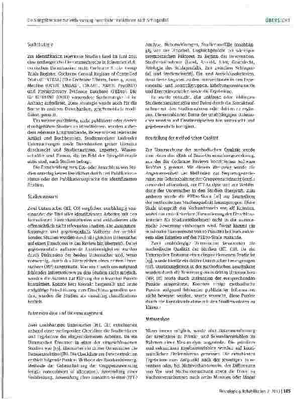 Vorschauseite 3: Die Spiegeltherapie zur Verbesserung motorischer Funktionen nach Schlaganfaü - deutsche und gekürzte Version eines Cochrane Reviews
