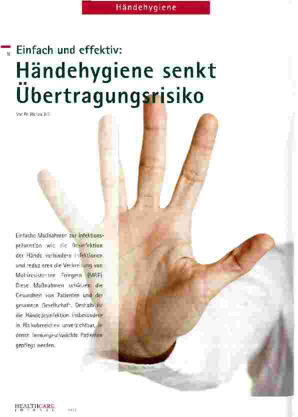 Vorschauseite 1: Händehygiene senkt Übertragungsrisiko