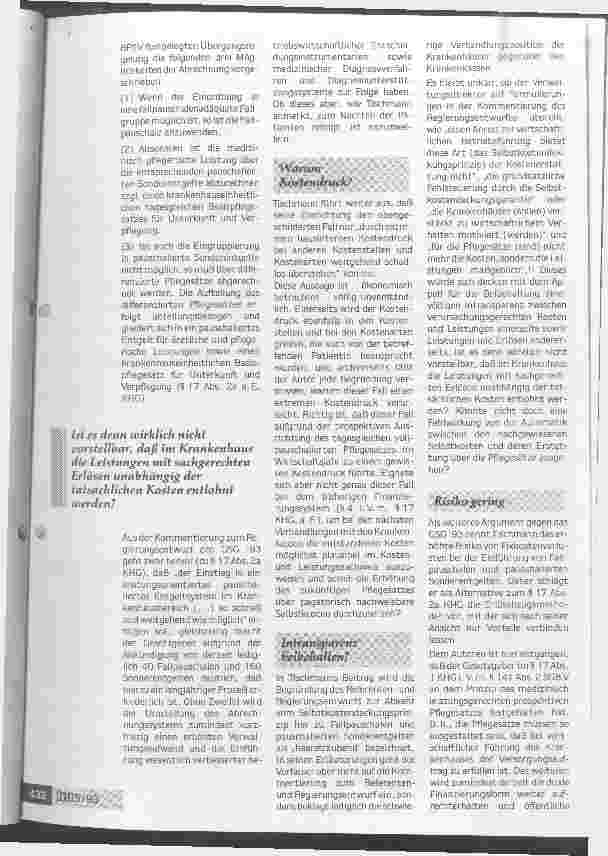 Vorschauseite 2: Offenbar fällt es schwer, gewohnte Gleise zu verlassen Zu: Sonderent gelte, Fallpauschalen und falsche Propheten v. P. Tischmann, KU 1/93