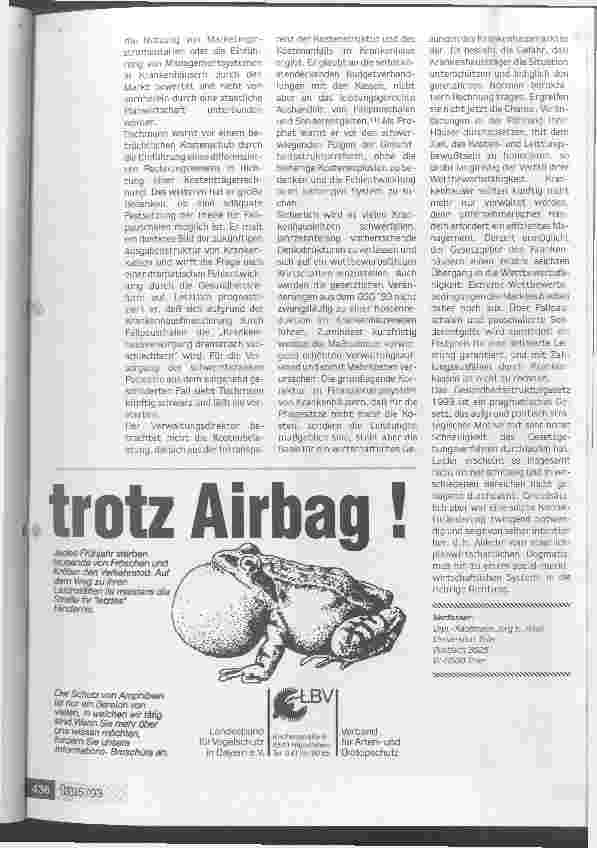 Vorschauseite 6: Offenbar fällt es schwer, gewohnte Gleise zu verlassen Zu: Sonderent gelte, Fallpauschalen und falsche Propheten v. P. Tischmann, KU 1/93