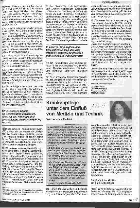 Vorschauseite 1: Krankenpflege unter dem Einfluß von Medizin und Technik