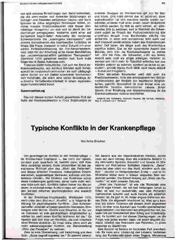 Vorschauseite 1: Typische Konflikte in der Krankenpflege