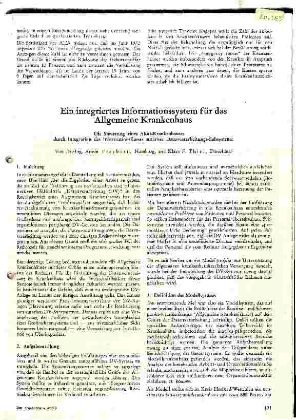 Vorschauseite 1: Ein intergriertes Informationssystem für das Allgemeine Krankenhaus