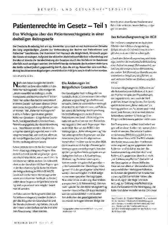 Vorschauseite 1: Patienten rechte im Gesetz - Teil 1