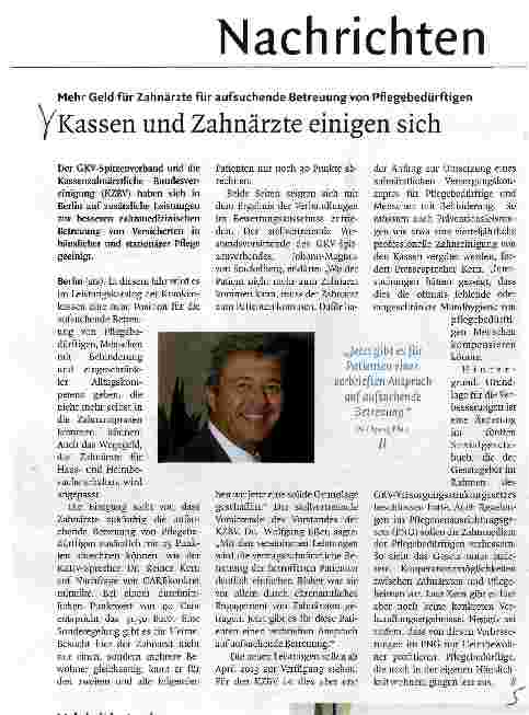 Vorschauseite 1: Kassen und Zahnärzte einigen sich
