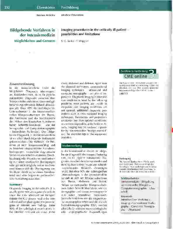 Vorschauseite 1: Bildgebende Verfahren in der Intensivmedizin