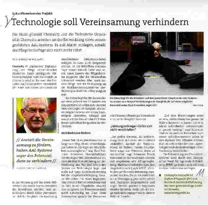 Vorschauseite 1: Technologie soll Vereinsamung verhindern