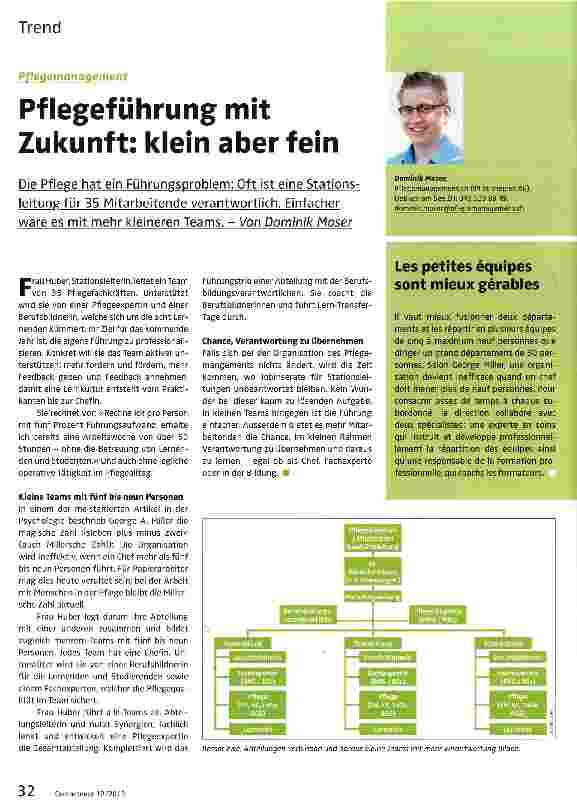Vorschauseite 1: Pflegeführung mit Zukunft: klein aber fein