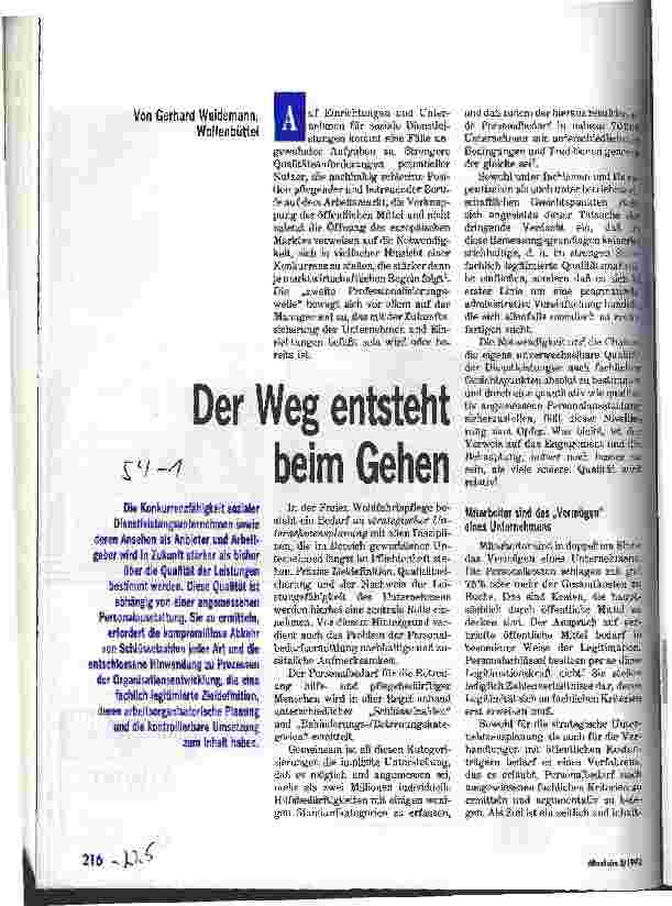 Vorschauseite 1: Der Weg entsteht beim Gehen Konkurrenzfähigkeit sozialer Dienstleistungsunternehmen