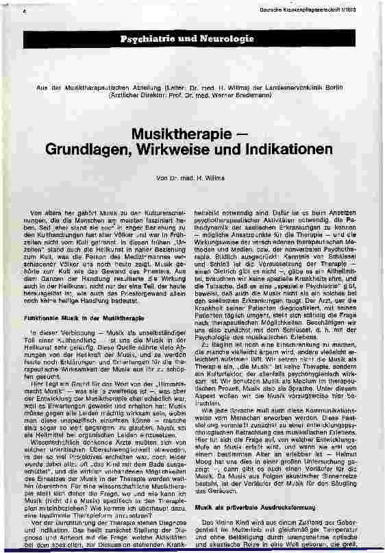 Vorschauseite 1: Musiktherapie - Grundlagen, Wirkweise und Indikationen