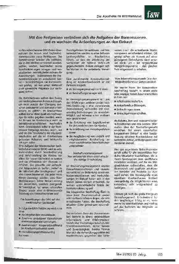 Vorschauseite 6: Die DRG bringen die Kliniken auf den richtigen Behandlungspfad Arzneimittelund Sachbedarfskommissionen werden medizinische Wirksamkeit, Ökonomie und Ethik zusammenführen