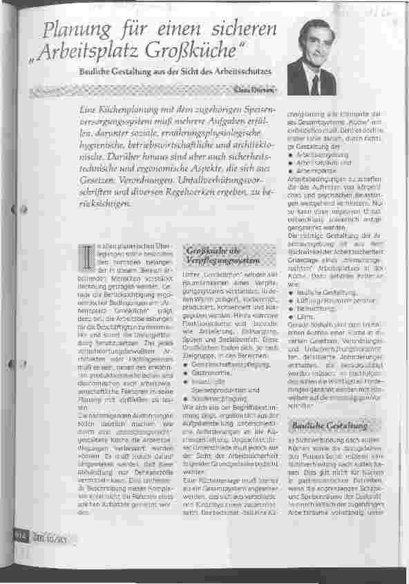 Vorschauseite 1: Planung für einen sicheren Arbeitsplatz Großküche Bauliche Gestaltung aus der Sicht des Arbeitsschutzes