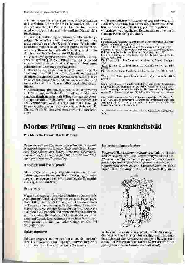 Vorschauseite 1: Morbus Prüfung — ein neues Krankheitsbild