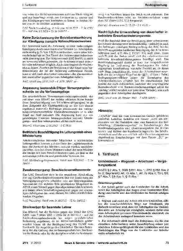 Vorschauseite 1: Umkleidezeit - Wegezeit - Arbeitszeit - Vergütungspflicht