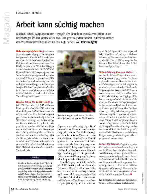 Vorschauseite 1: Arbeit kann süchtig machen