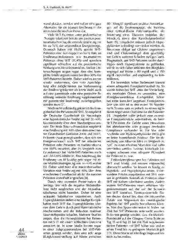 Vorschauseite 2: Evidenz und Kontroversen in der Ernährungstherapie: Patienten mit Schädel-Hirn-Traumaeine Sondergruppe?