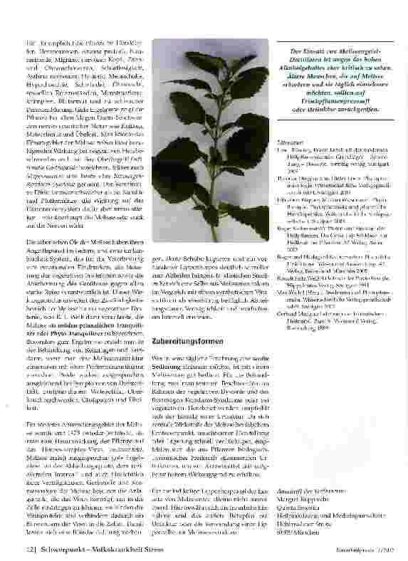 Vorschauseite 3: Melissa officinalis- Nervinum und lokales Virustatikum