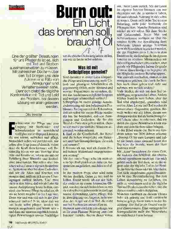 Vorschauseite 1: Burn out: Ein Licht, das brennen soll, braucht Öl