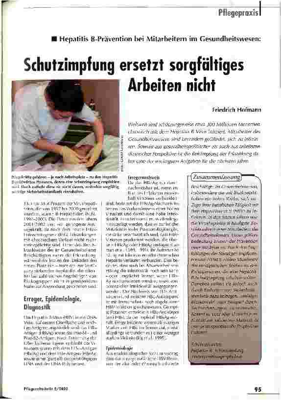 Vorschauseite 1: Schutzimpfung ersetzt sorgfältiges Arbeiten nicht