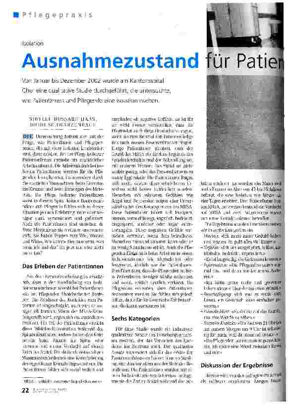 Vorschauseite 1: Ausnahmezustand für PatientInnen und Pflegende