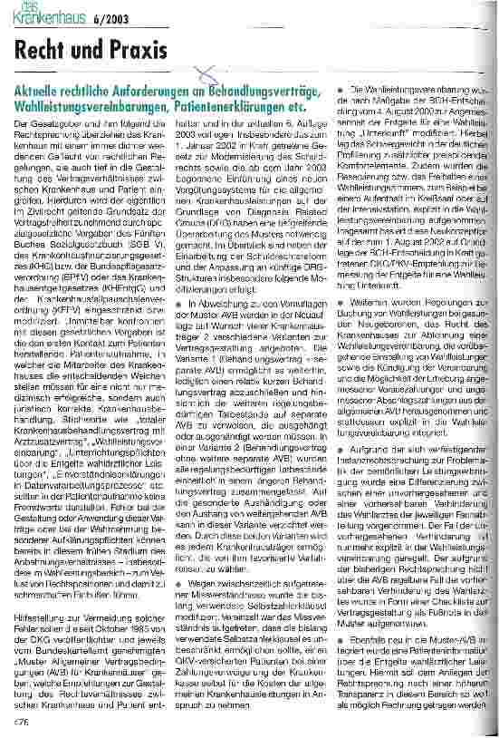 Vorschauseite 1: Aktuelle rechtliche Anforderungen an Behandlungsverträge, Wahlleistungsvereinbarungen, Patientenerklärungen etc.