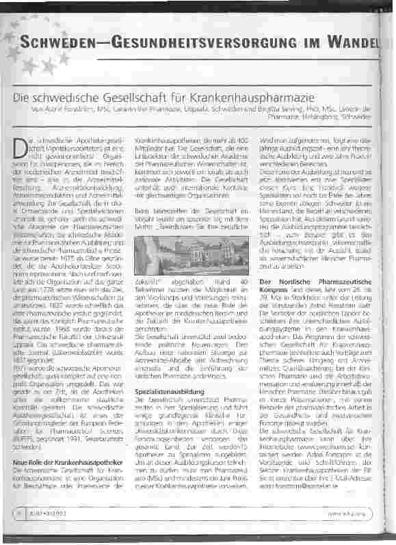 Vorschauseite 1: Die schwedische Gesellschaft für Krankenhauspharmazie