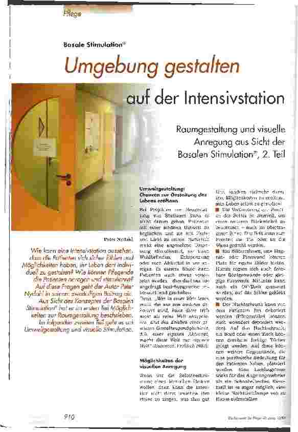 Vorschauseite 1: Umgebung gestalten auf der Intensivstation Raumgestaltung und visuelle Anregung aus Sicht der Basalen Stimulation, 2. Teil