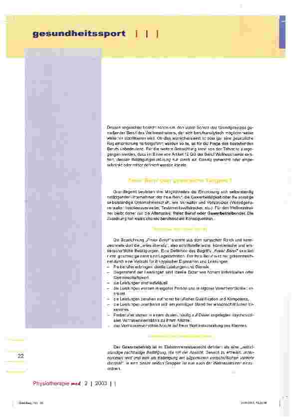 Vorschauseite 2: Relevante Aspekte und Risiken für den selbstständigen Physiotherapeuten