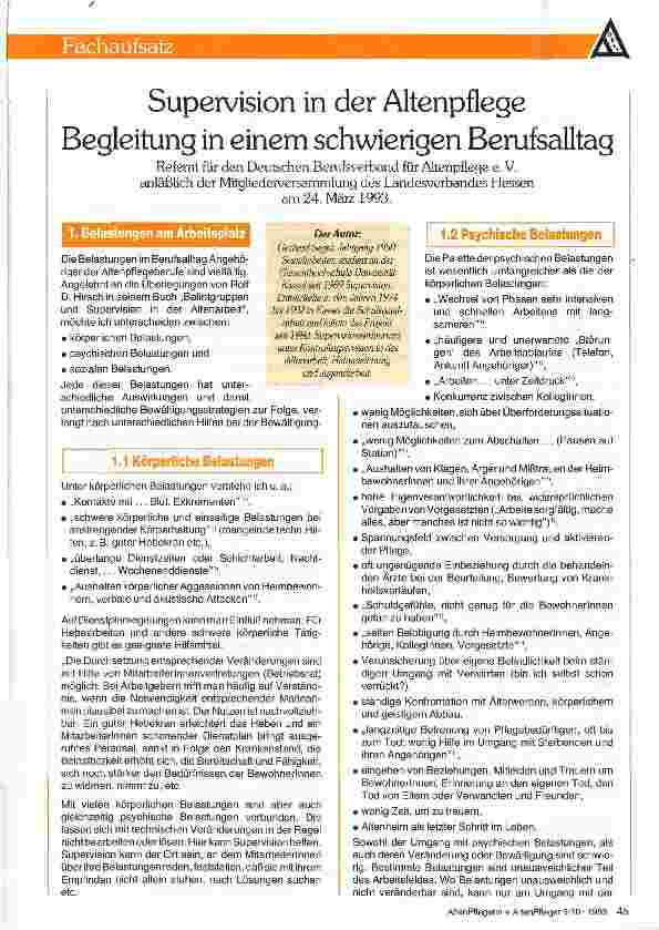 Vorschauseite 1: Supervision in der Altenpflege Begleitung in einem schwierigen Berufsalltag