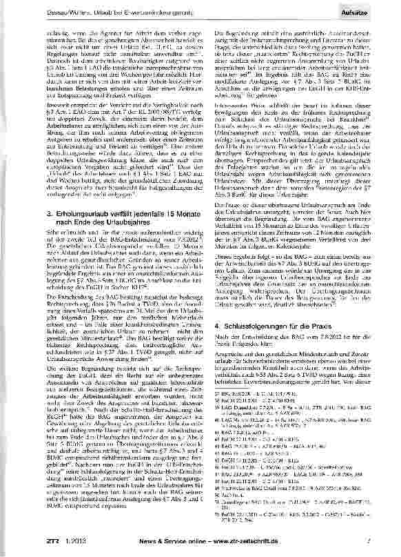 Vorschauseite 5: Urlaub bei Erwerbsminderungsrente - das Urteil des BAG vom 7. August 2012