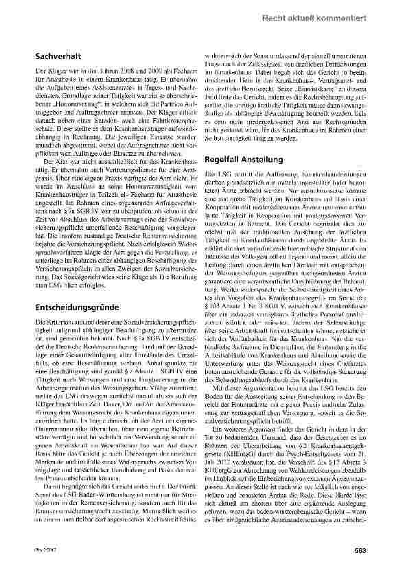 Vorschauseite 2: LSG Baden-Württemberg erachtet Honorararzt als unzulässig