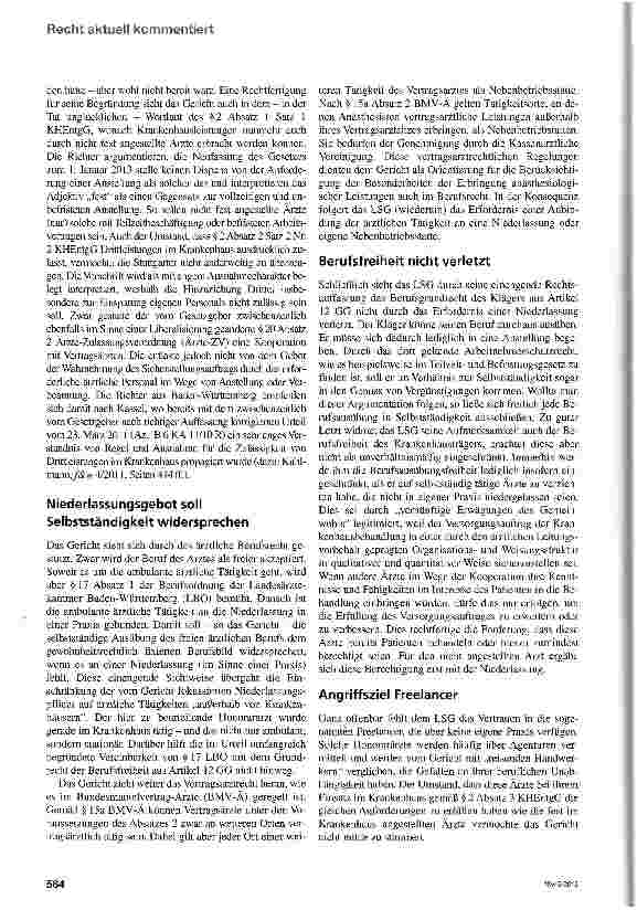 Vorschauseite 3: LSG Baden-Württemberg erachtet Honorararzt als unzulässig