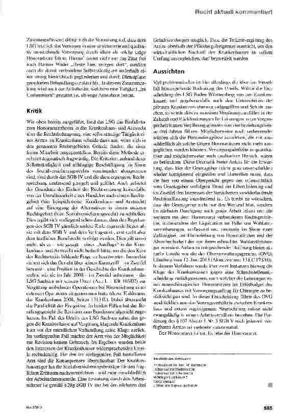 Vorschauseite 4: LSG Baden-Württemberg erachtet Honorararzt als unzulässig
