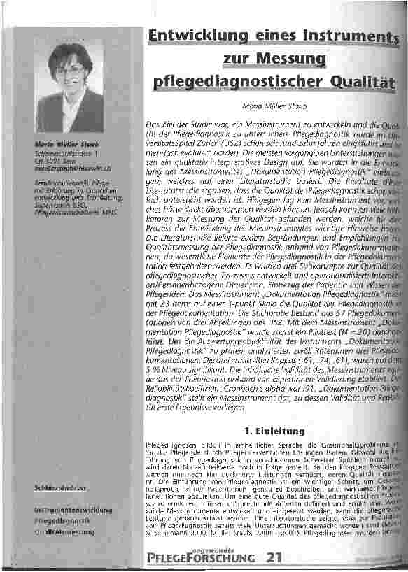 Vorschauseite 1: Entwicklung eines Instruments zur Messung pflegediagnostischer Qualität