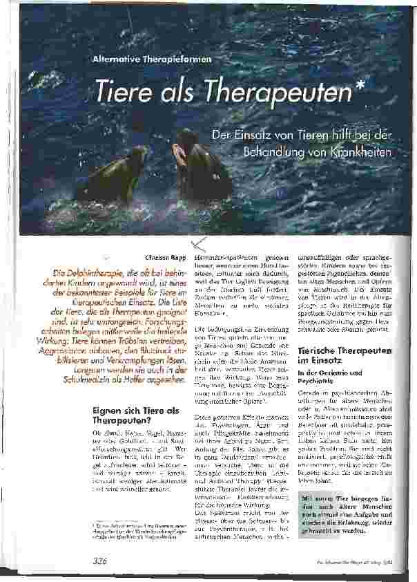 Vorschauseite 1: Tiere als Therapeuten