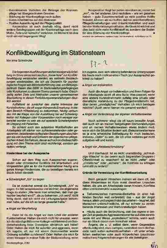 Vorschauseite 1: Konfliktbewältigung im Stationsteam