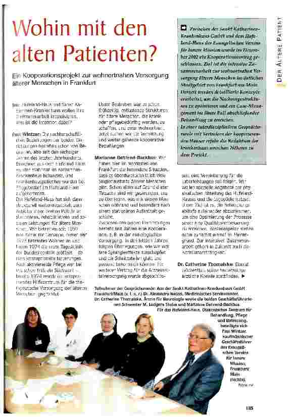 Vorschauseite 1: Wohin mit den alten Patienten? Ein Kooperationsprojekt zur wohnortnahen Versorgung älterer Menschen in Frankfurt