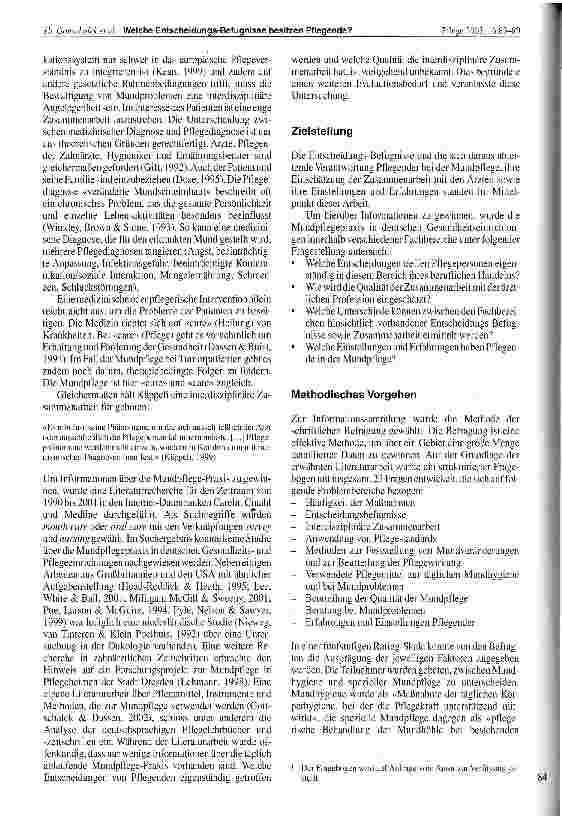 Vorschauseite 2: Welche Entscheidungs-Befugnisse besitzen Pflegende bei der Mundpflege?