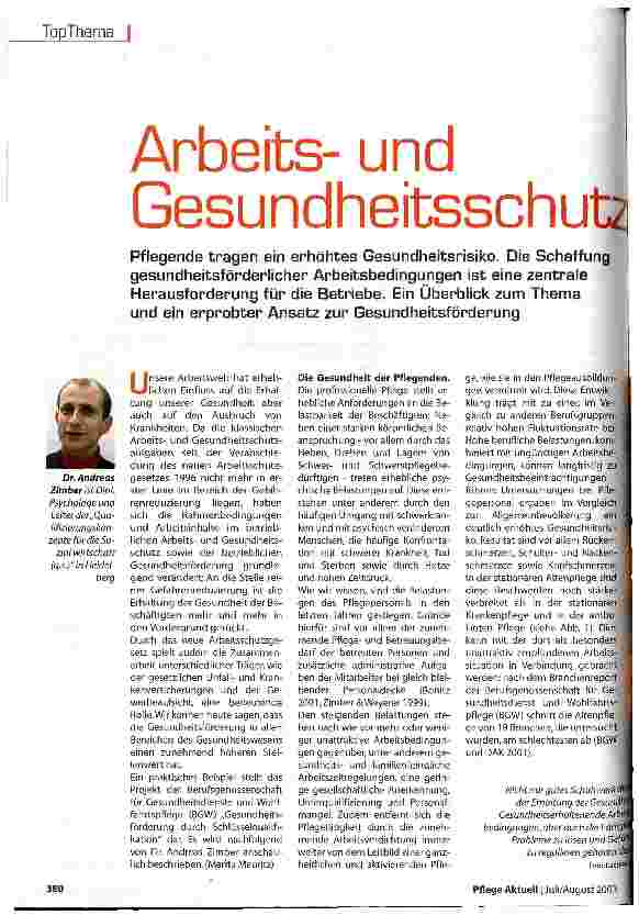 Vorschauseite 1: Arbeitsund Gesundheitsschutz