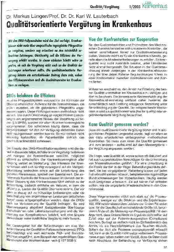 Vorschauseite 1: Qualitätsorientierte Vergütung im Krankenhaus