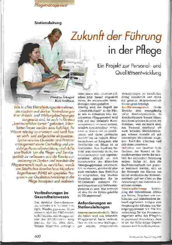 Vorschauseite 1: Zukunft der Führung in der Pflege Ein Projekt zur Personalund Qualitätsentwicklung