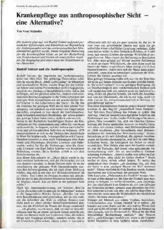 Vorschauseite 1: Krankenpflege aus anthroposophischer Sicht - eine Alternative?
