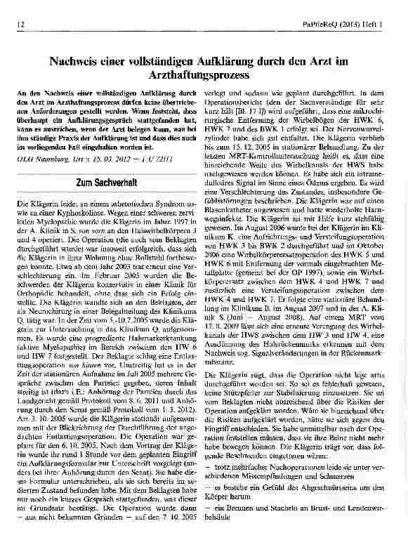 Vorschauseite 1: Nachweis einer vollständigen Aufklärung durch den Arzt im Arzthaftungsprozess