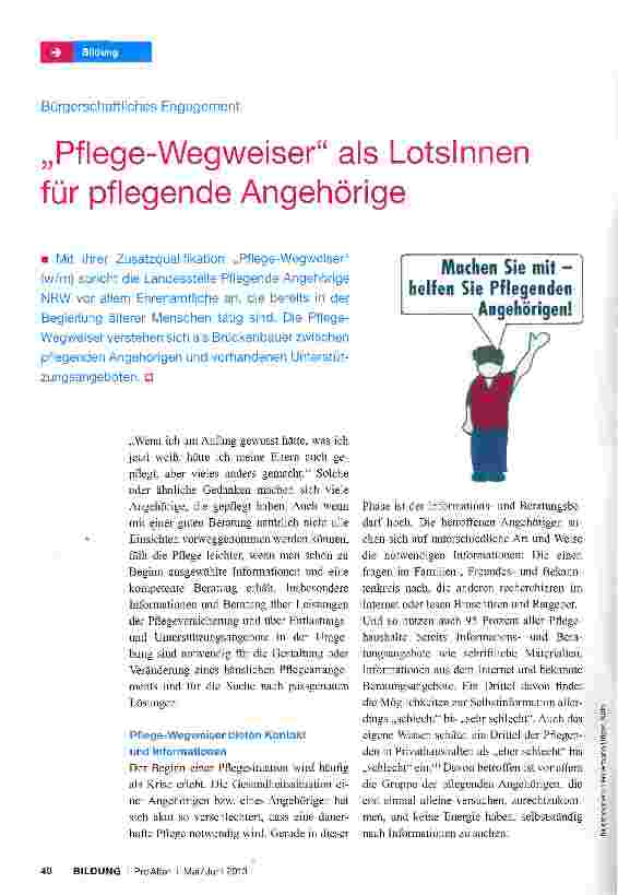 Vorschauseite 1: „Pflege-Wegweiser als Lotsinnen für pflegende Angehörige